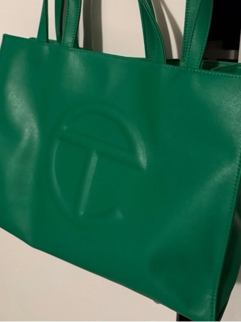 Telfar Green Leather Shopping Bag Medium